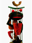 TOTEM'- 1988-89 Cuivre, bois peint,placage,acajou,acier, 35x27x89 cm Coll. P.Gonzal�s.jpg
